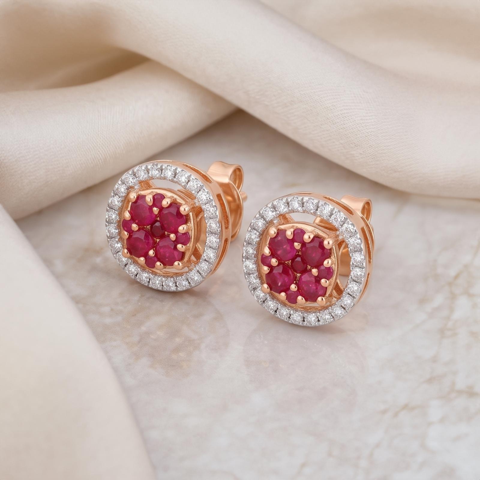 Natural Ruby & Diamond Jewellery Set in 18K Gold | Bafleh Jewellery - Image 4