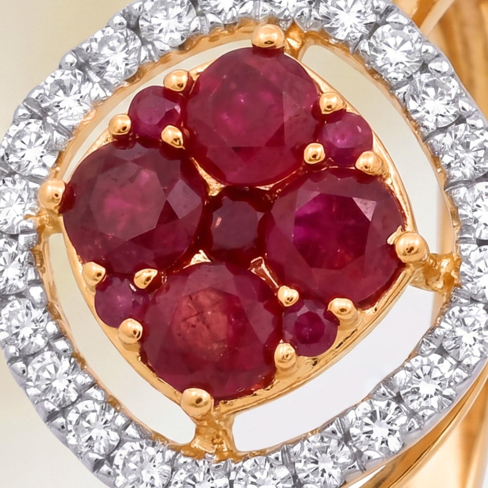 A Romantic Natural Ruby & Diamond Ring in 18K Gold - Image 2