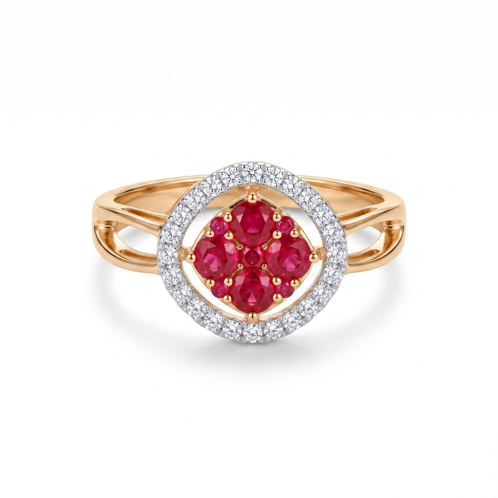 A Romantic Natural Ruby & Diamond Ring in 18K Gold