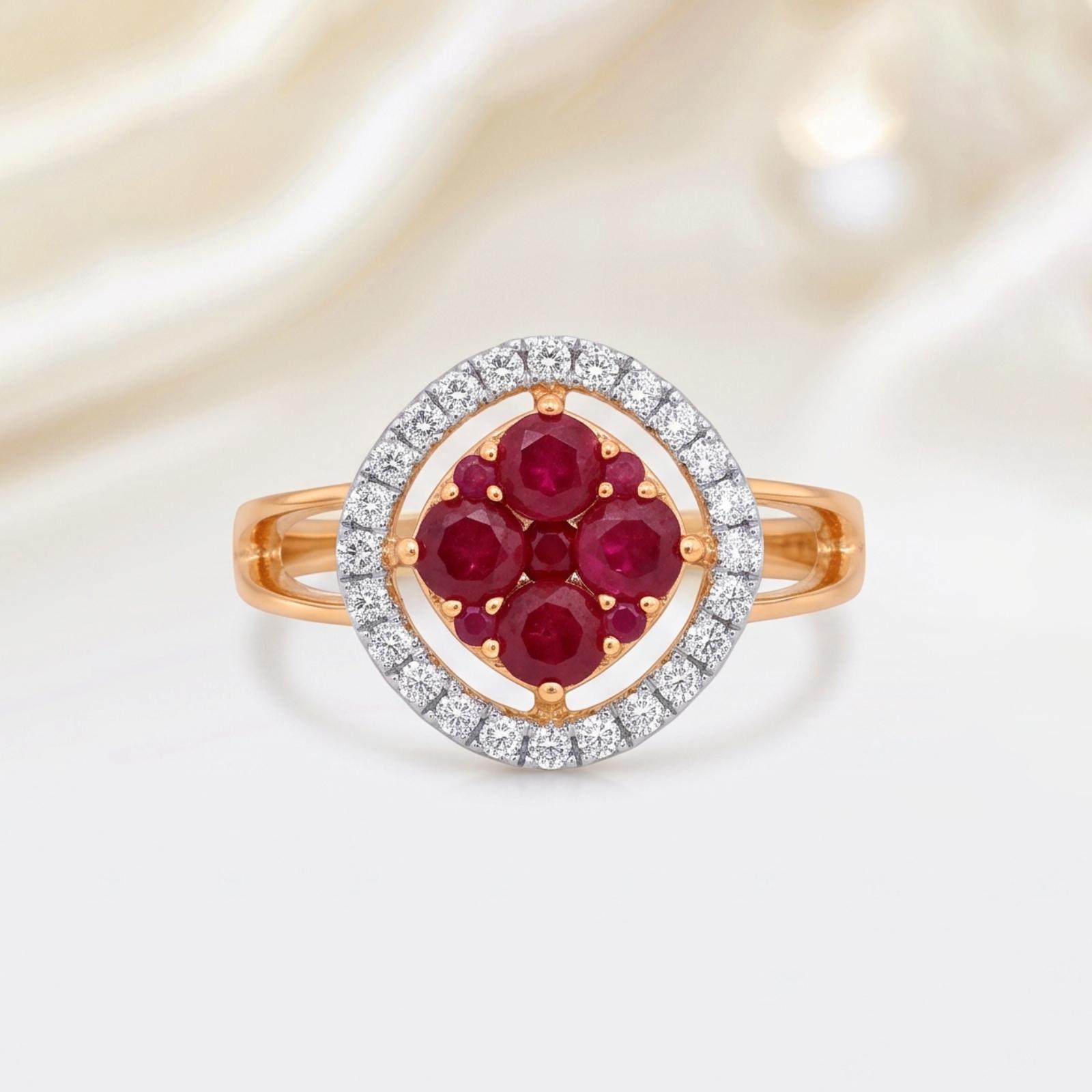 A Romantic Natural Ruby & Diamond Ring in 18K Gold - Image 4