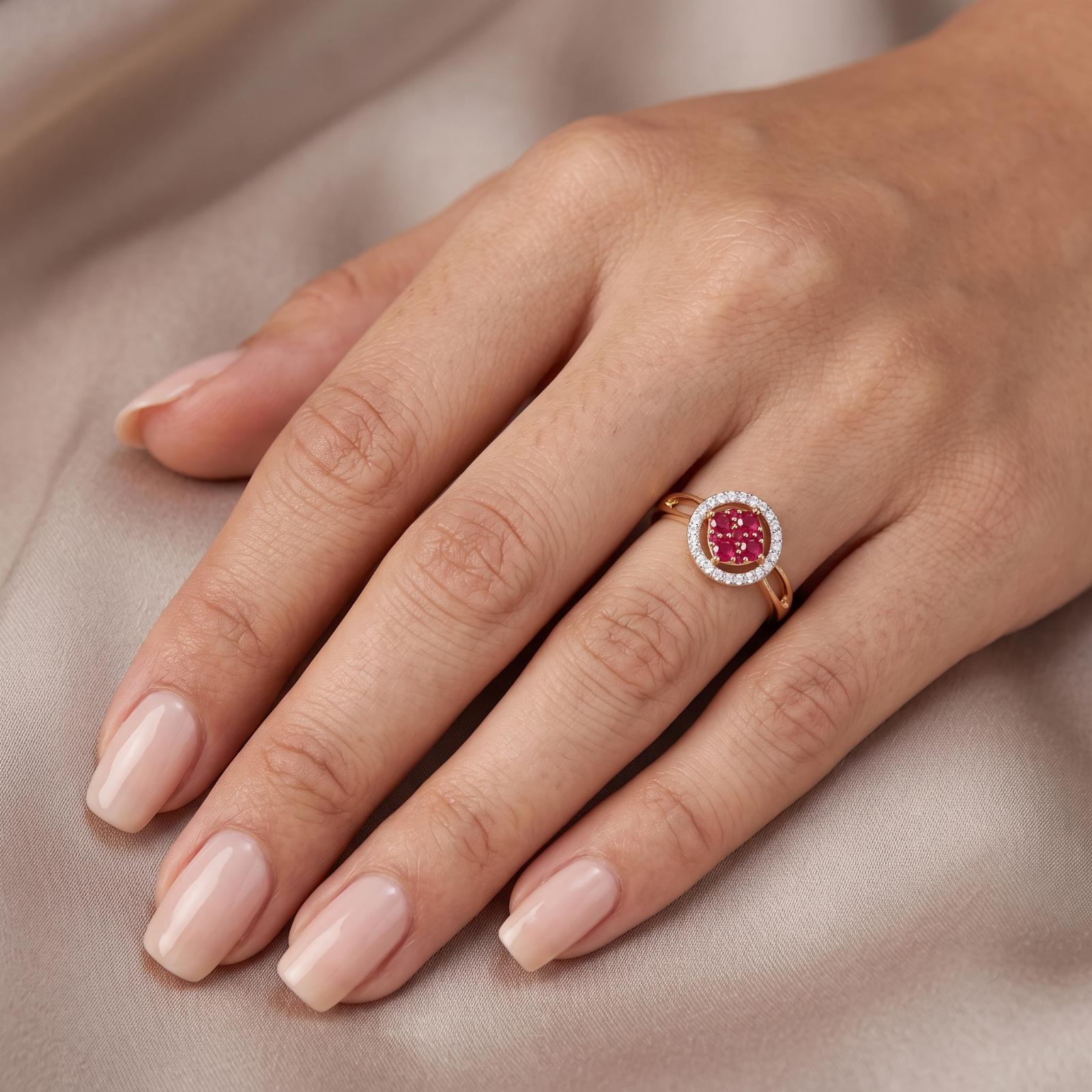 A Romantic Natural Ruby & Diamond Ring in 18K Gold - Image 3