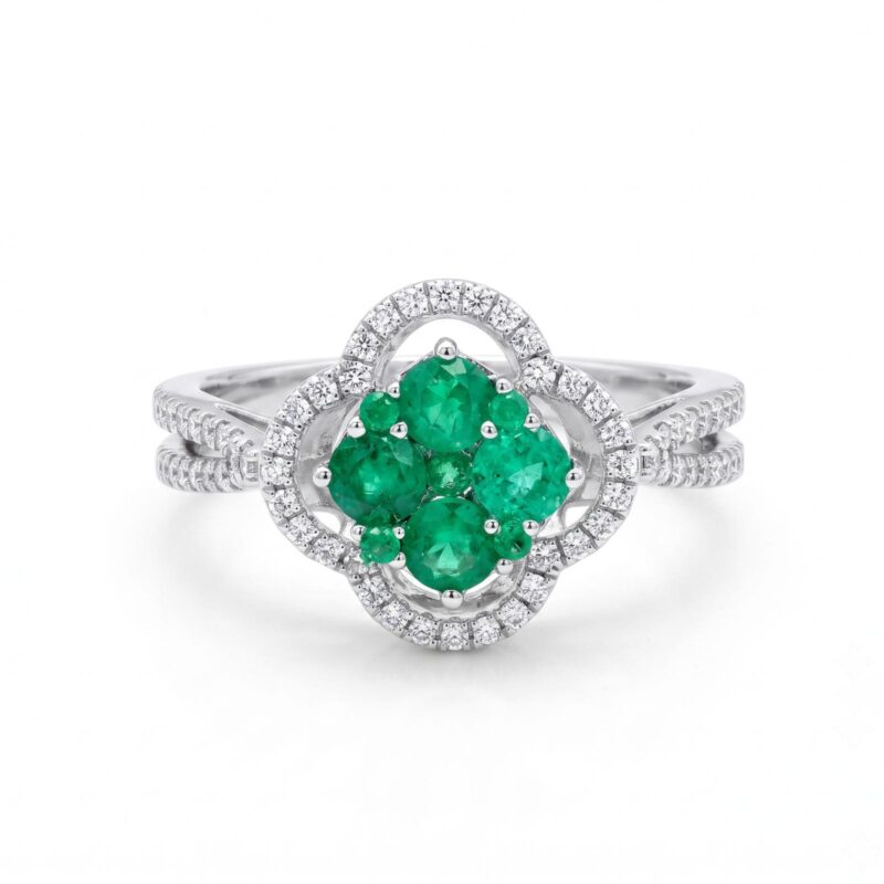 Prestige Natural Emerald & Diamond Ring in 18K Gold