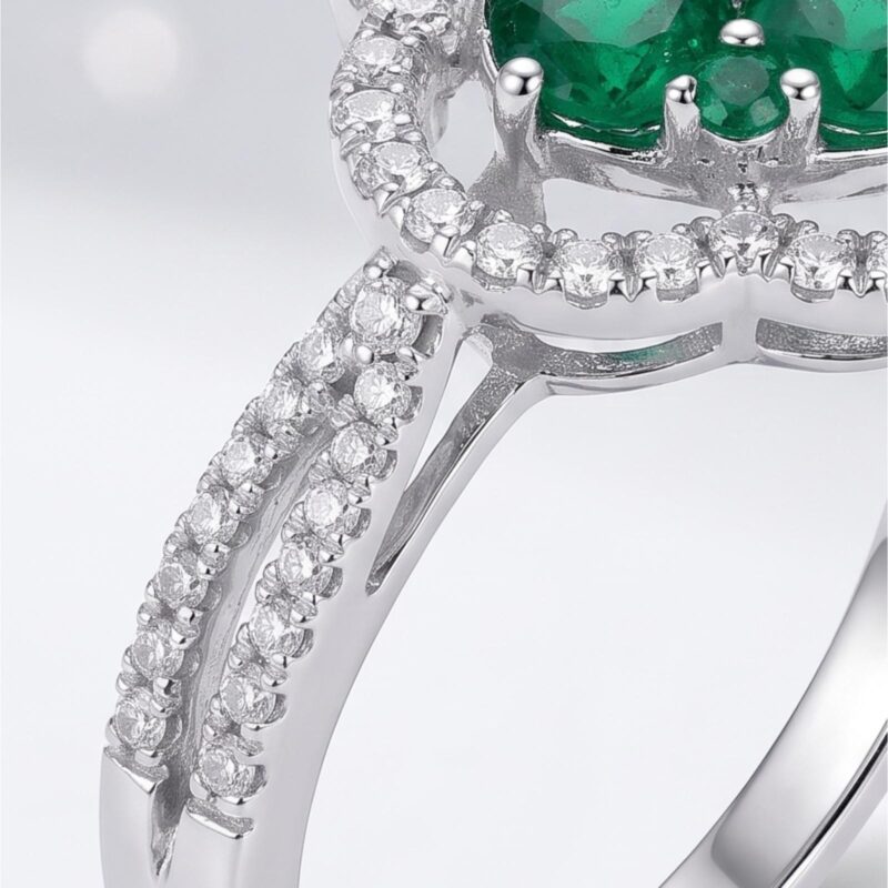 Alternative view of Prestige Natural Emerald & Diamond Ring in 18K Gold