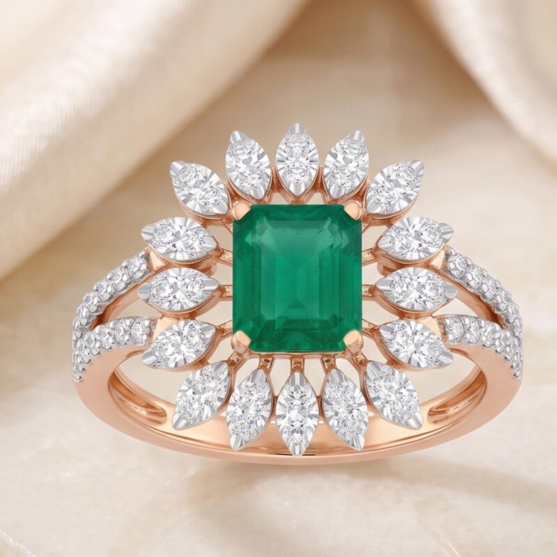 Emerald Diamond Ring Collection Crafted in 18K Rose, Yellow & White Gold