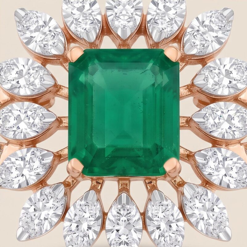 Alternative view of Emerald Diamond Ring Collection Crafted in 18K Rose, Yellow & White Gold