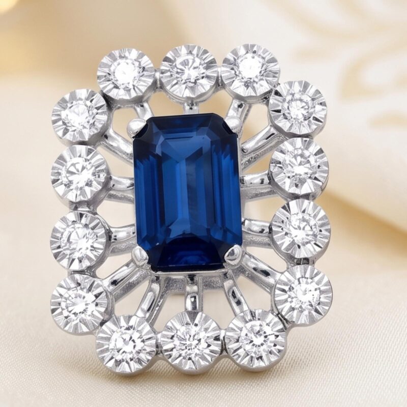 Alternative view of Natural Blue Sapphire Stone with Natural Diamond Earrings in 18K Gold ? A Timeless Luxury Jewellery Design by Bafleh Jewellery