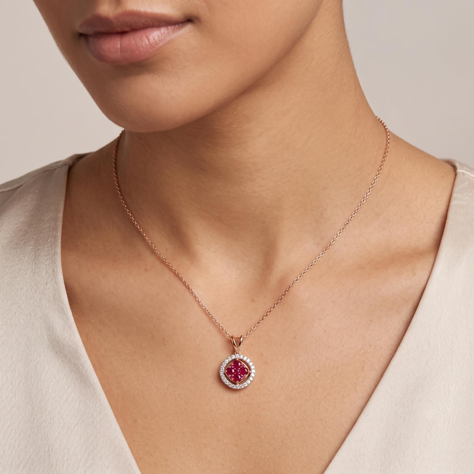 Natural Ruby & Diamond Jewellery Set in 18K Gold | Bafleh Jewellery - Image 9