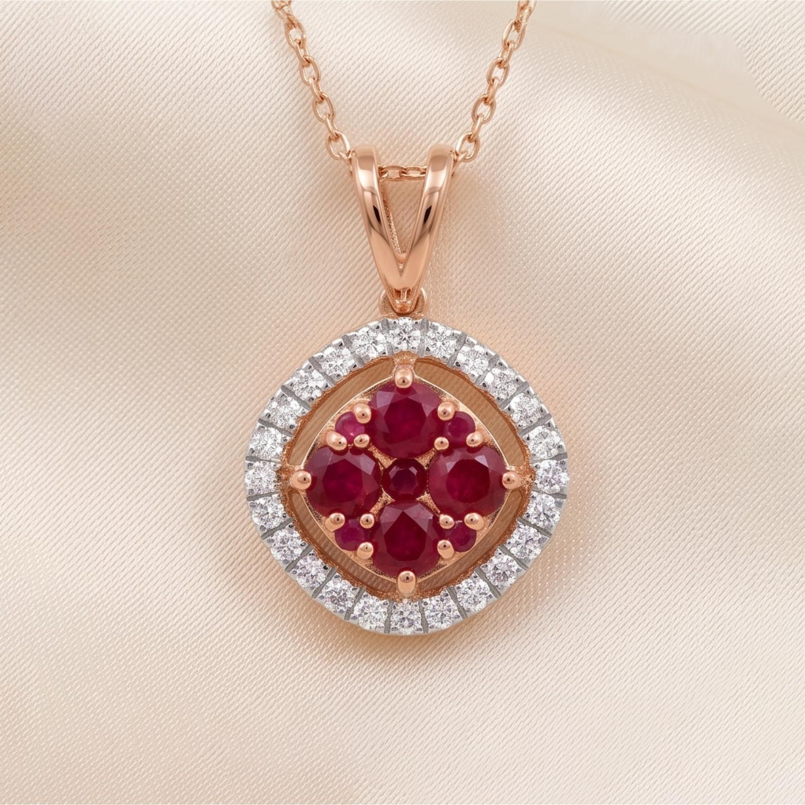 Natural Ruby & Diamond Jewellery Set in 18K Gold | Bafleh Jewellery - Image 8