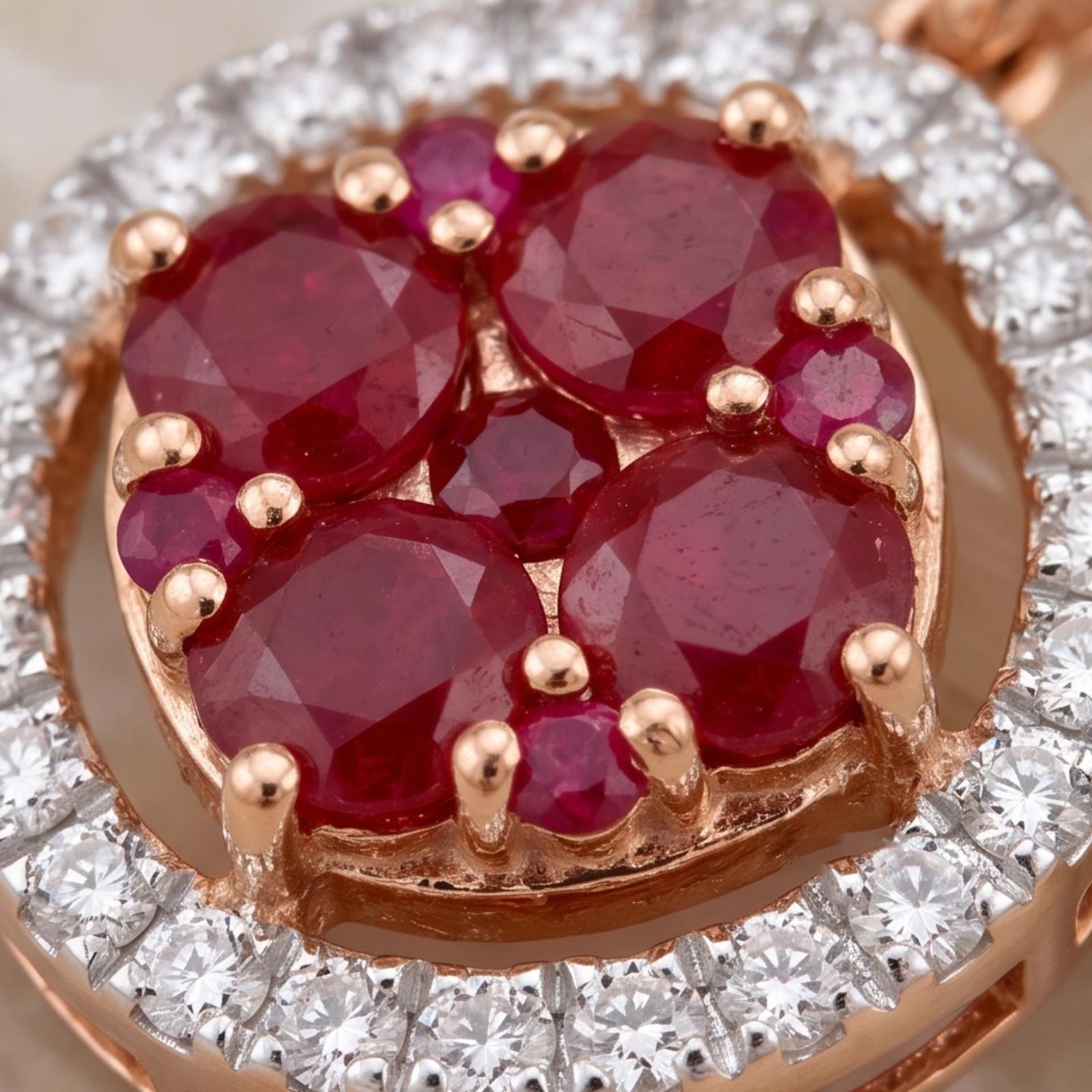Natural Ruby & Diamond Jewellery Set in 18K Gold | Bafleh Jewellery - Image 7