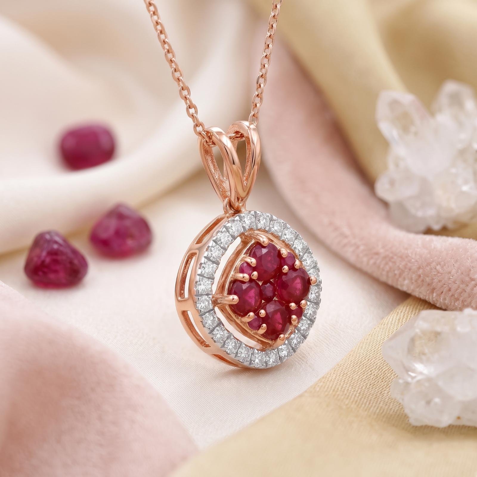 Natural Ruby & Diamond Jewellery Set in 18K Gold | Bafleh Jewellery - Image 10
