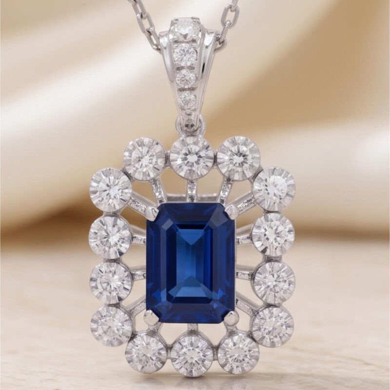 Alternative view of Natural Blue Sapphire & Diamond Jewellery in 18K Gold | Bafleh Jewellery