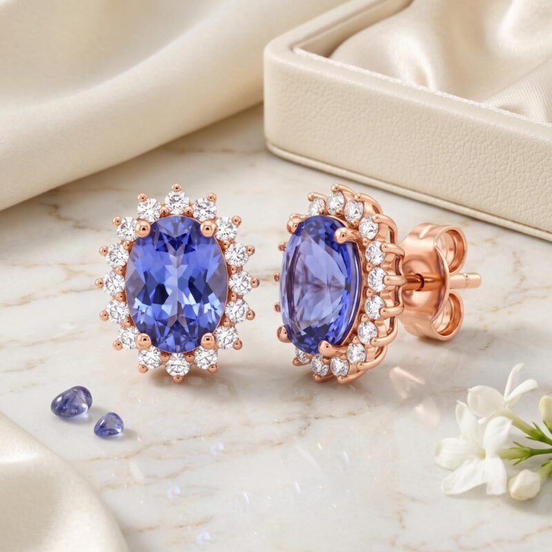 Elegant Natural Diamond Earrings  in 18K Gold Timeless Luxury Jewellery for Women by Bafleh Jewellery