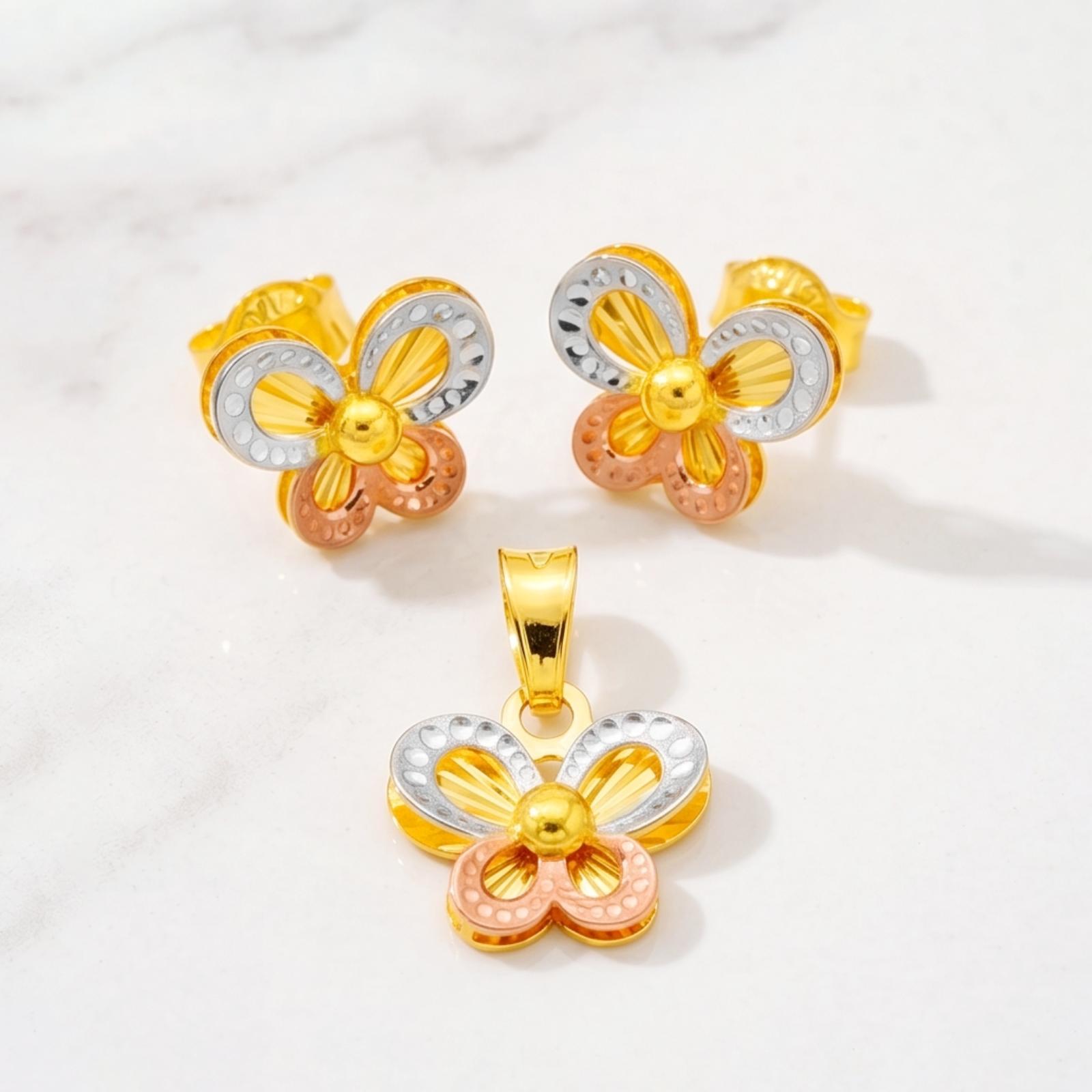 Three Shades of Gold, One Timeless Expression of Luxury 21K 3 Tone Gold Pendant Set by Bafleh Jewellery - Image 4