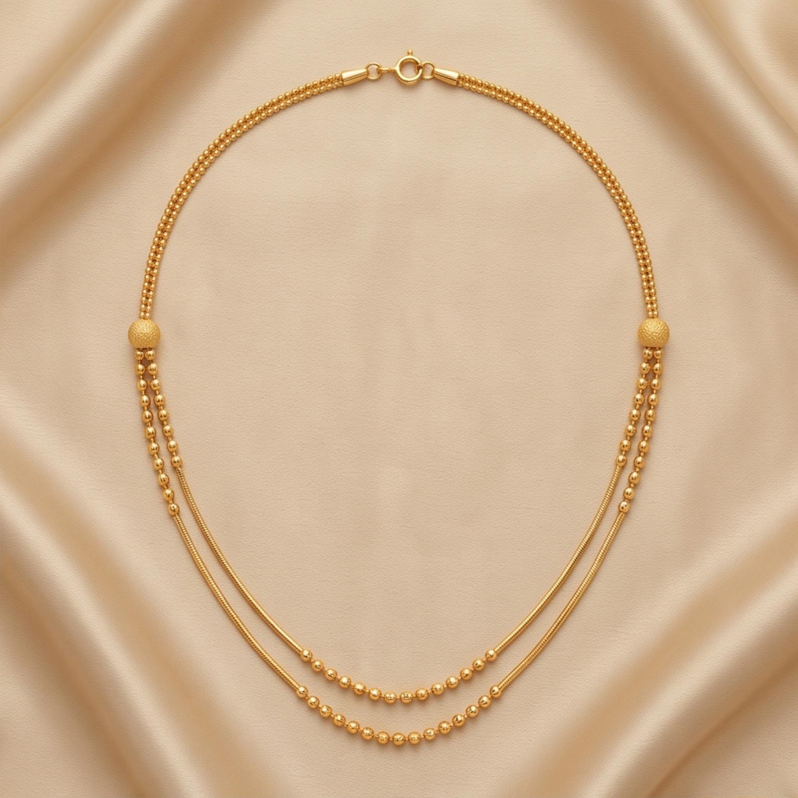 Exclusive Designer 22K Yellow Gold Lightweight Necklace Range at Bafleh Jewellery - Image 4