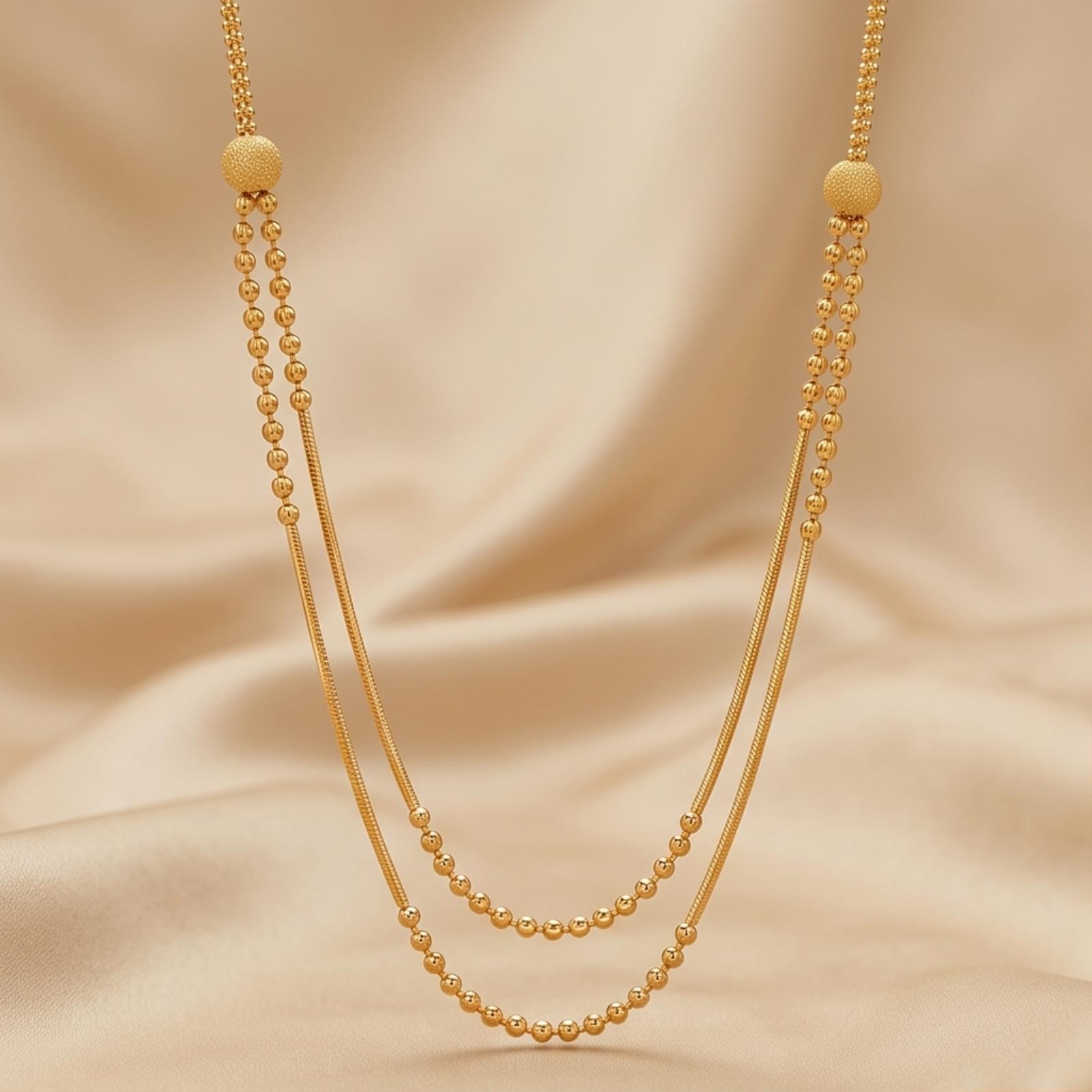Exclusive Designer 22K Yellow Gold Lightweight Necklace Range at Bafleh Jewellery - Image 5