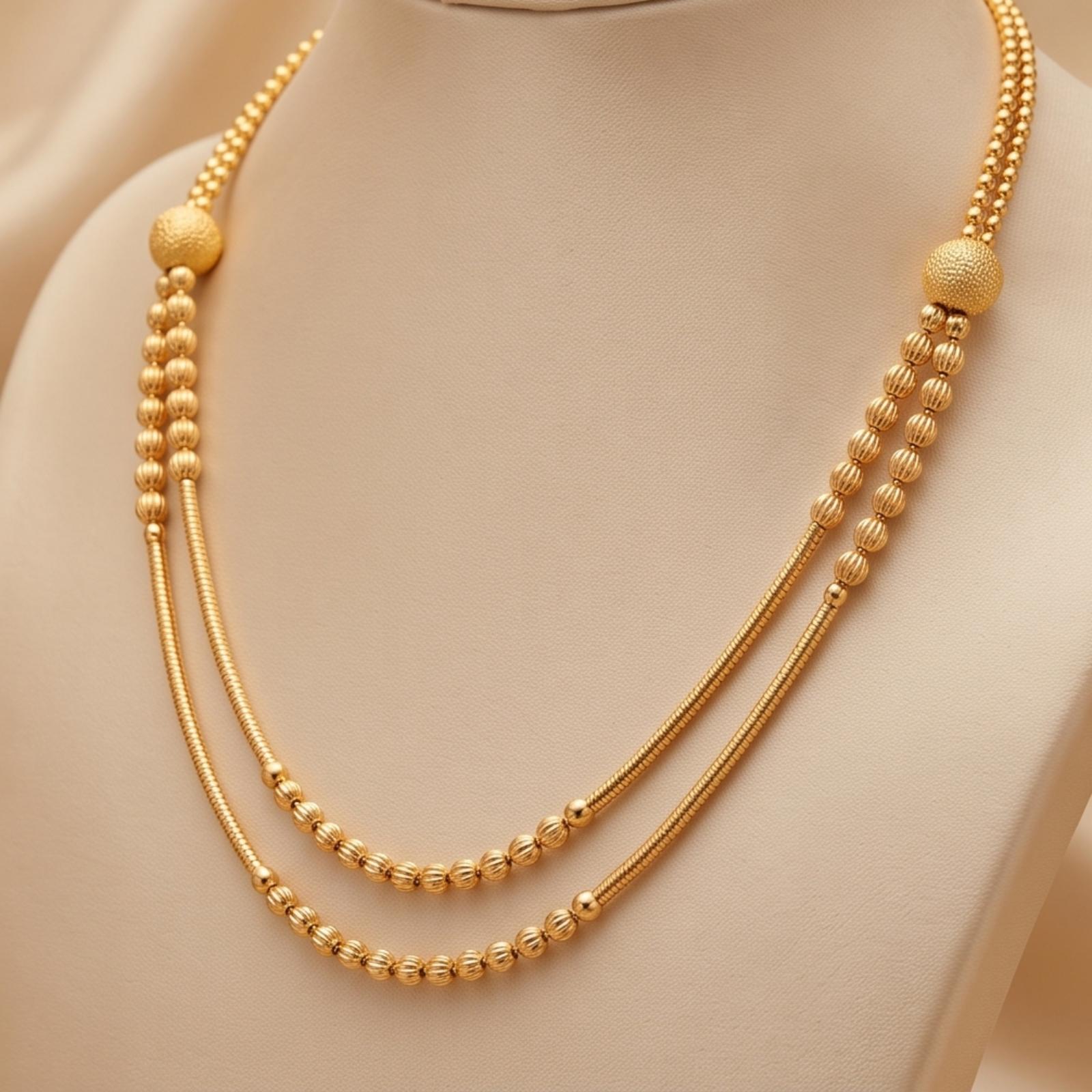 Exclusive Designer 22K Yellow Gold Lightweight Necklace Range at Bafleh Jewellery