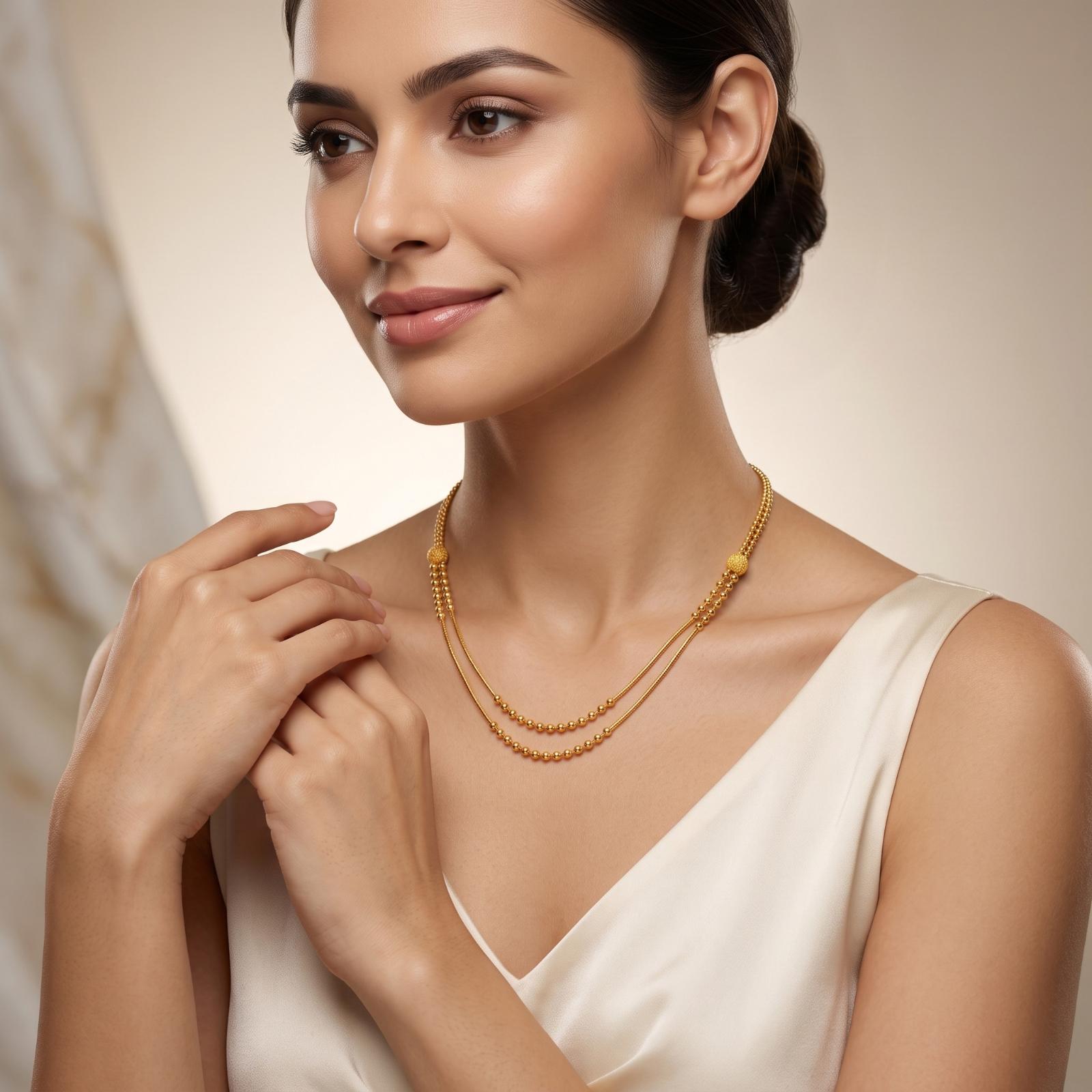 Exclusive Designer 22K Yellow Gold Lightweight Necklace Range at Bafleh Jewellery - Image 3