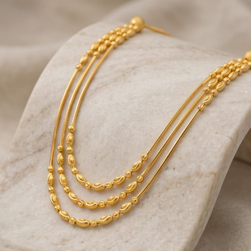 Elevate Your Style with Our Stunning 22K Gold 3-Layer Necklace