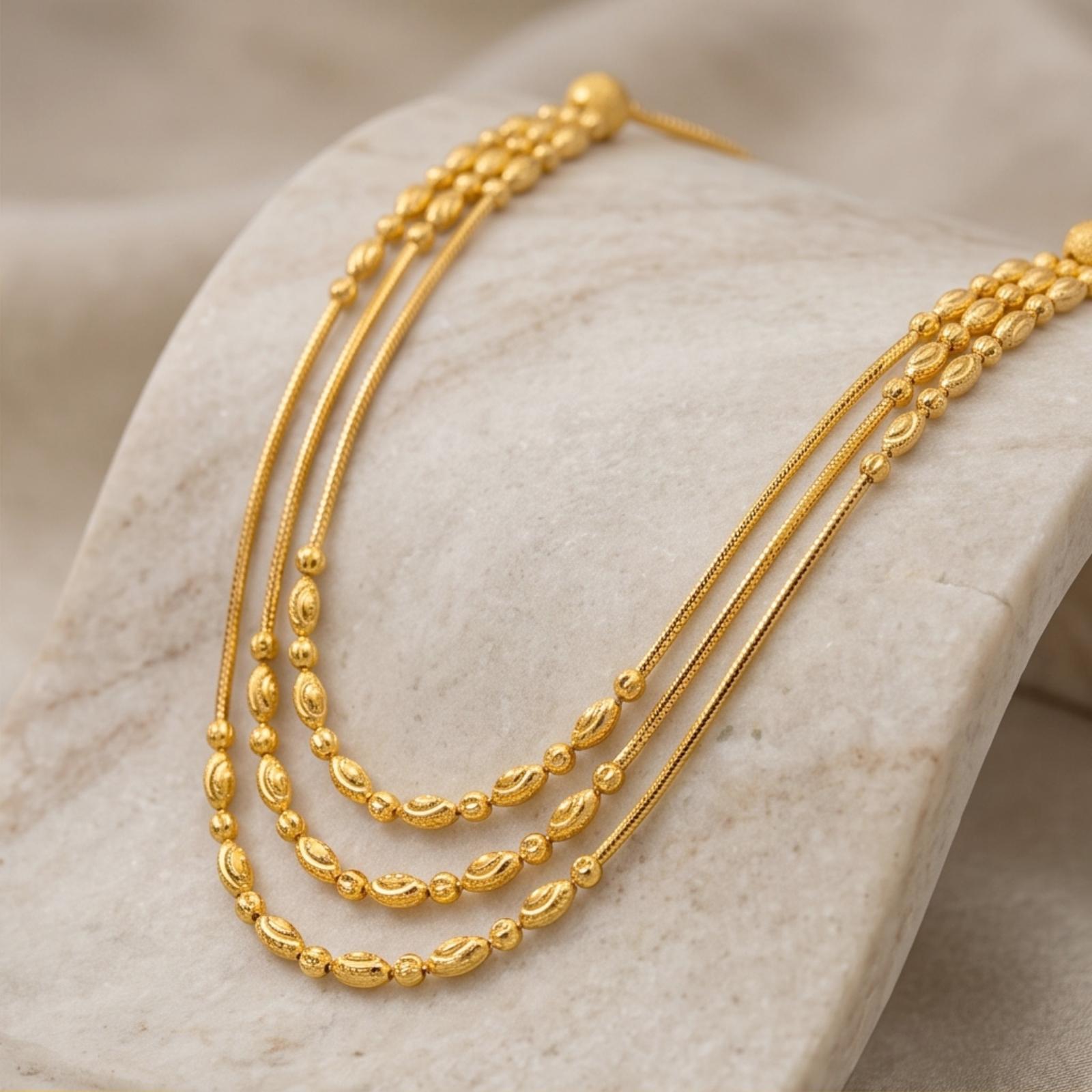 Elevate Your Style with Our Stunning 22K Gold 3-Layer Necklace