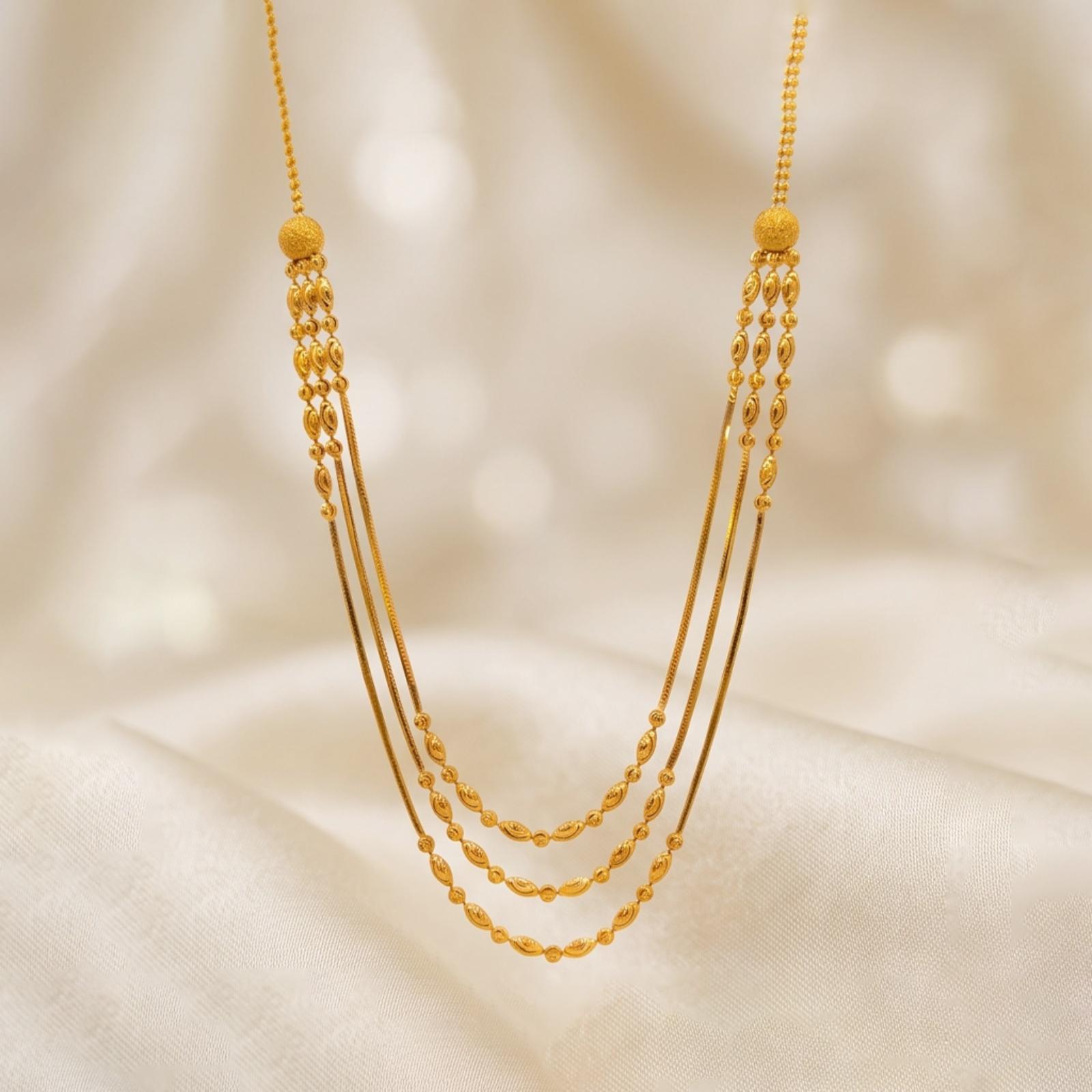 Elevate Your Style with Our Stunning 22K Gold 3-Layer Necklace - Image 5