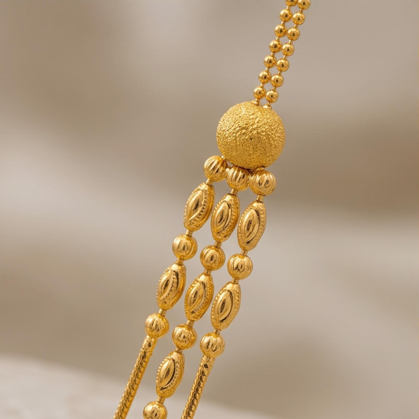 Elevate Your Style with Our Stunning 22K Gold 3-Layer Necklace - Image 4
