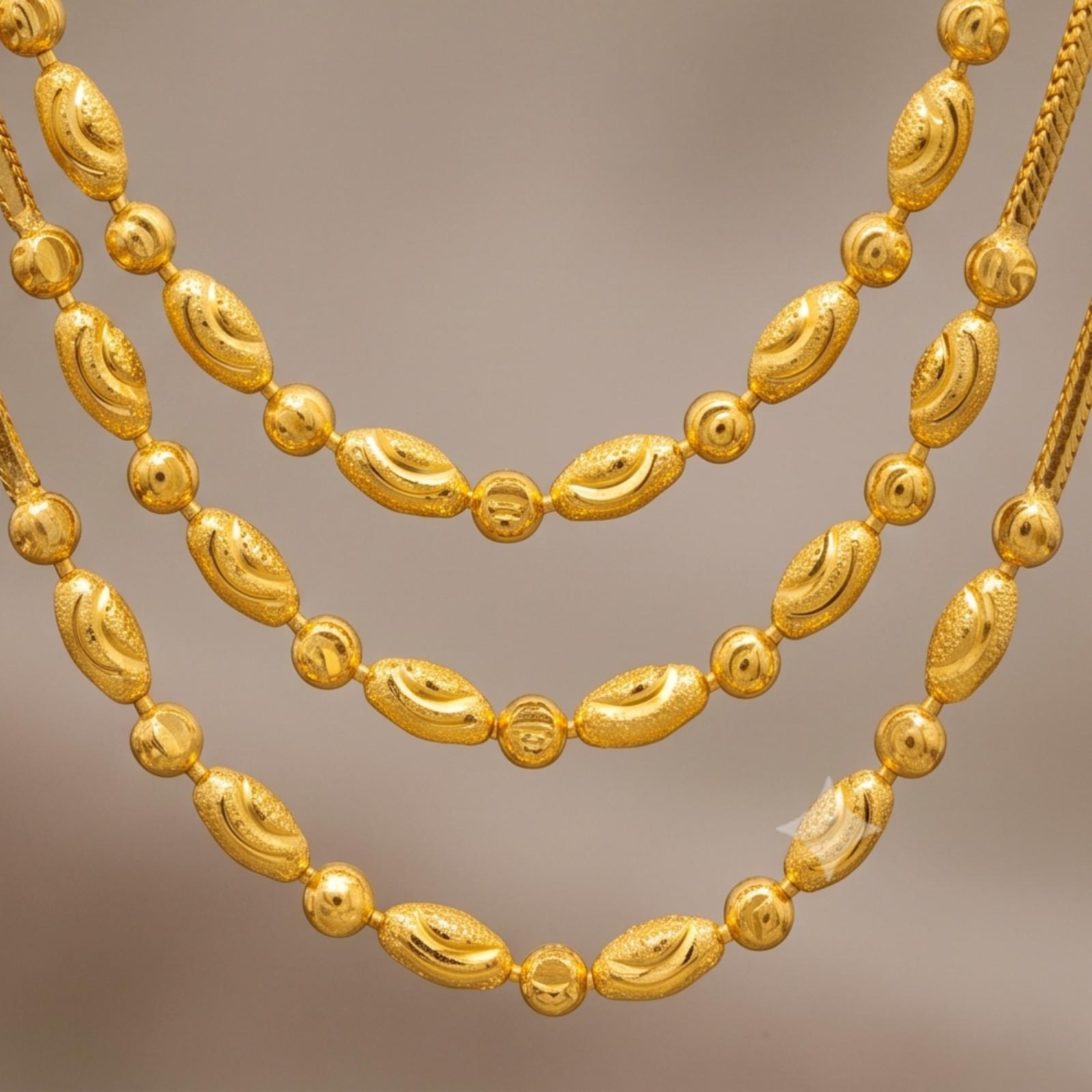 Elevate Your Style with Our Stunning 22K Gold 3-Layer Necklace - Image 2
