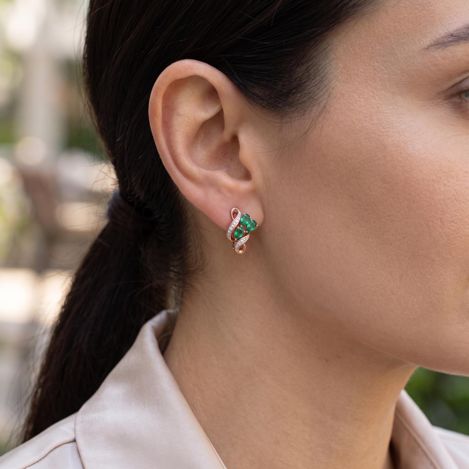 Emerald Diamond Earrings 3 Stunning 14K Gold Variants - Image 3
