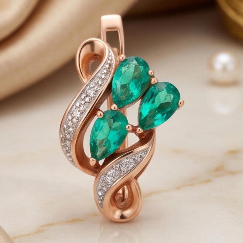 Alternative view of Emerald Diamond Earrings 3 Stunning 14K Gold Variants