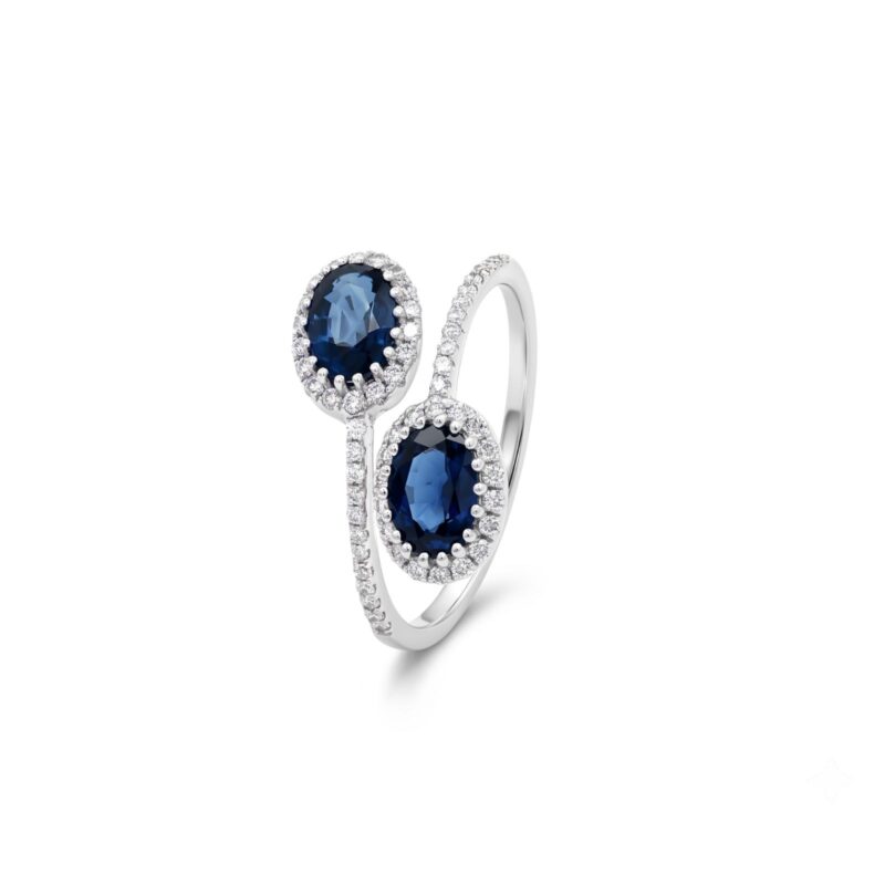The Sapphire Duo Majesty| Twin Blue Sapphires with Natural Diamonds in 18K  Gold by Bafleh Jewellery