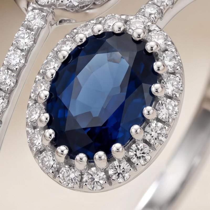 Alternative view of The Sapphire Duo Majesty| Twin Blue Sapphires with Natural Diamonds in 18K  Gold by Bafleh Jewellery