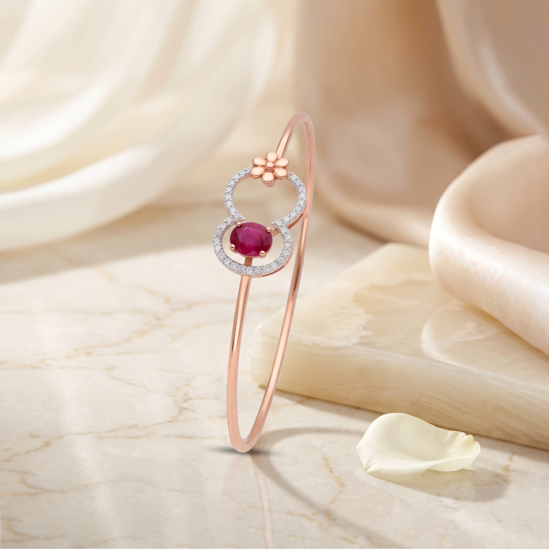 Eternal Bloom Ruby & Diamond Infinity Bangle in Rose Gold 18kt
