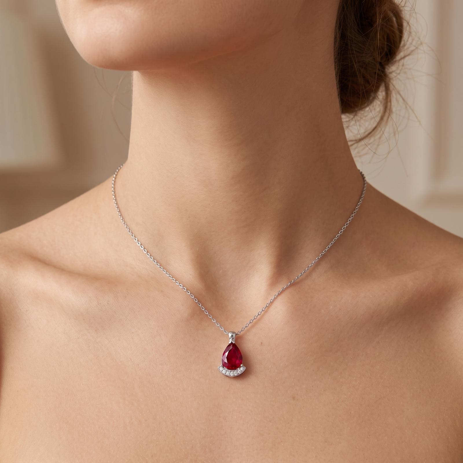 Luxury Ruby & Natural Diamond Necklace in 18K Gold - Image 3