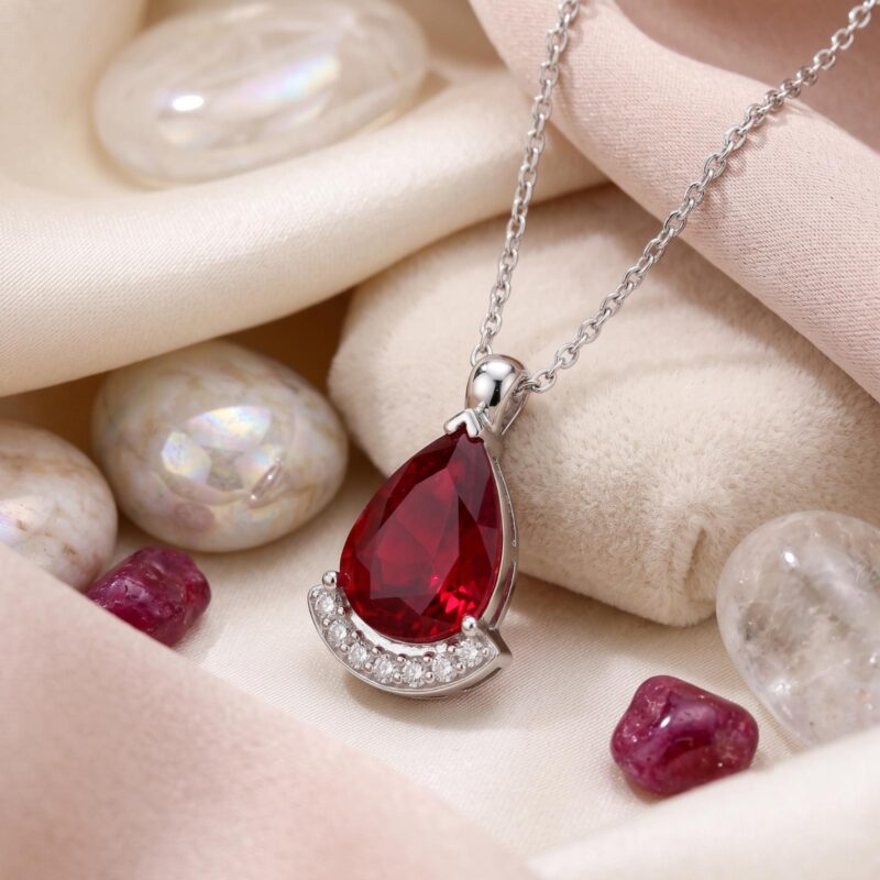 Luxury Ruby & Natural Diamond Necklace in 18K Gold