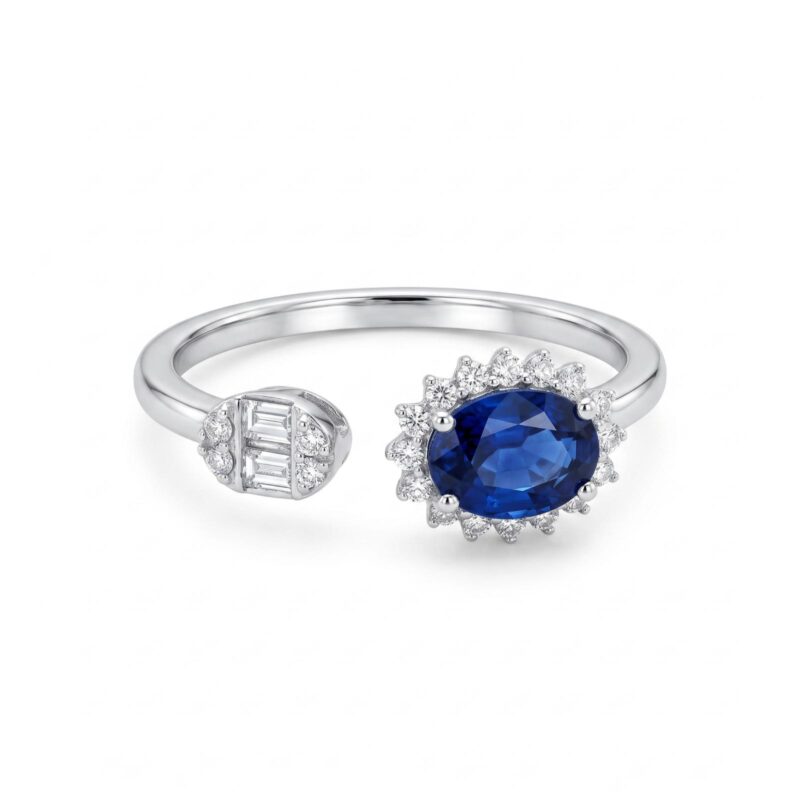 Sapphire Royale Natural Sapphire Ring with Natural Diamonds