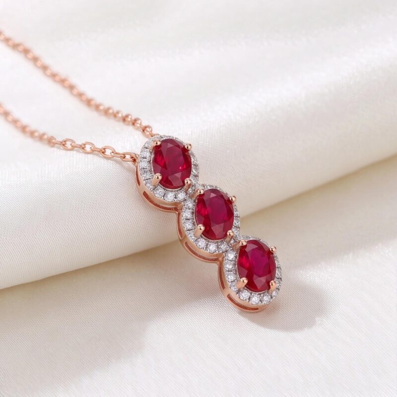 Timeless Ruby & Natural Diamond Necklace in 18K Gold