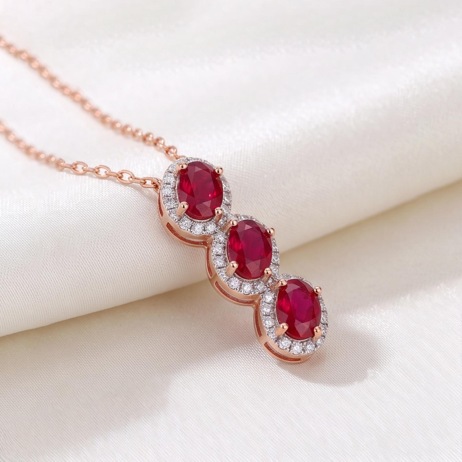 Timeless Ruby & Natural Diamond Necklace in 18K Gold