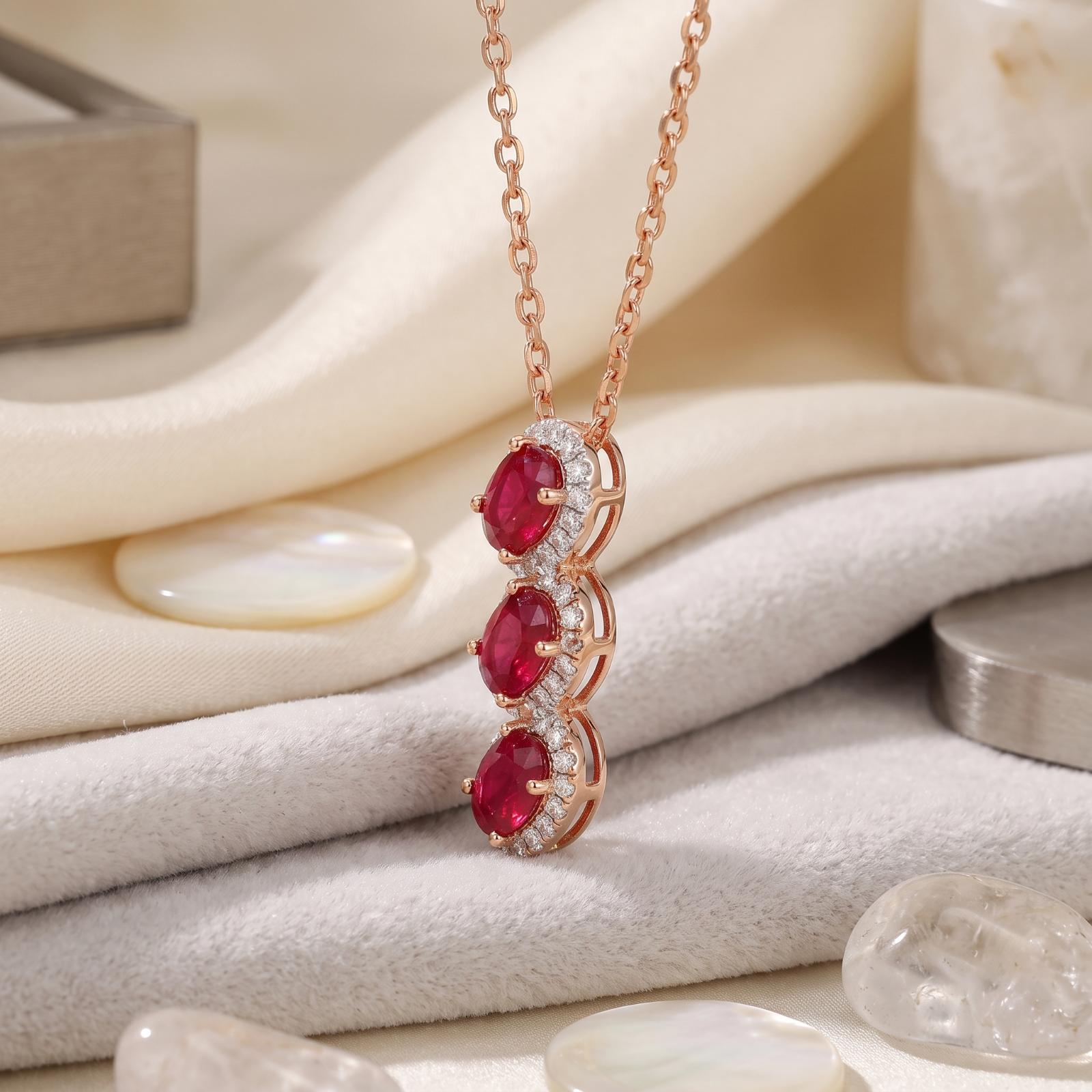 Timeless Ruby & Natural Diamond Necklace in 18K Gold - Image 4