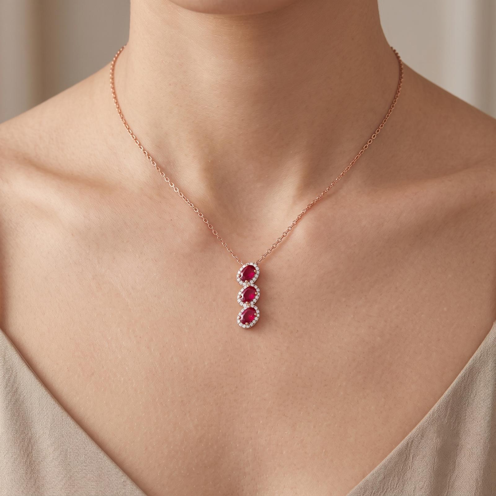 Timeless Ruby & Natural Diamond Necklace in 18K Gold - Image 3