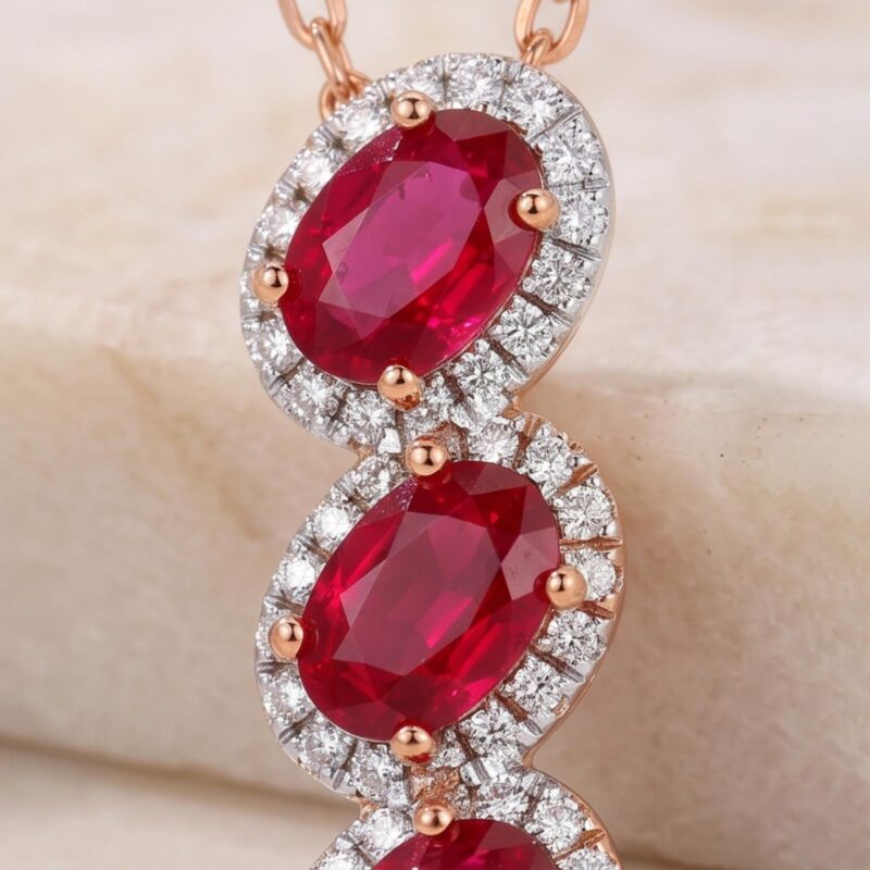 Alternative view of Timeless Ruby & Natural Diamond Necklace in 18K Gold
