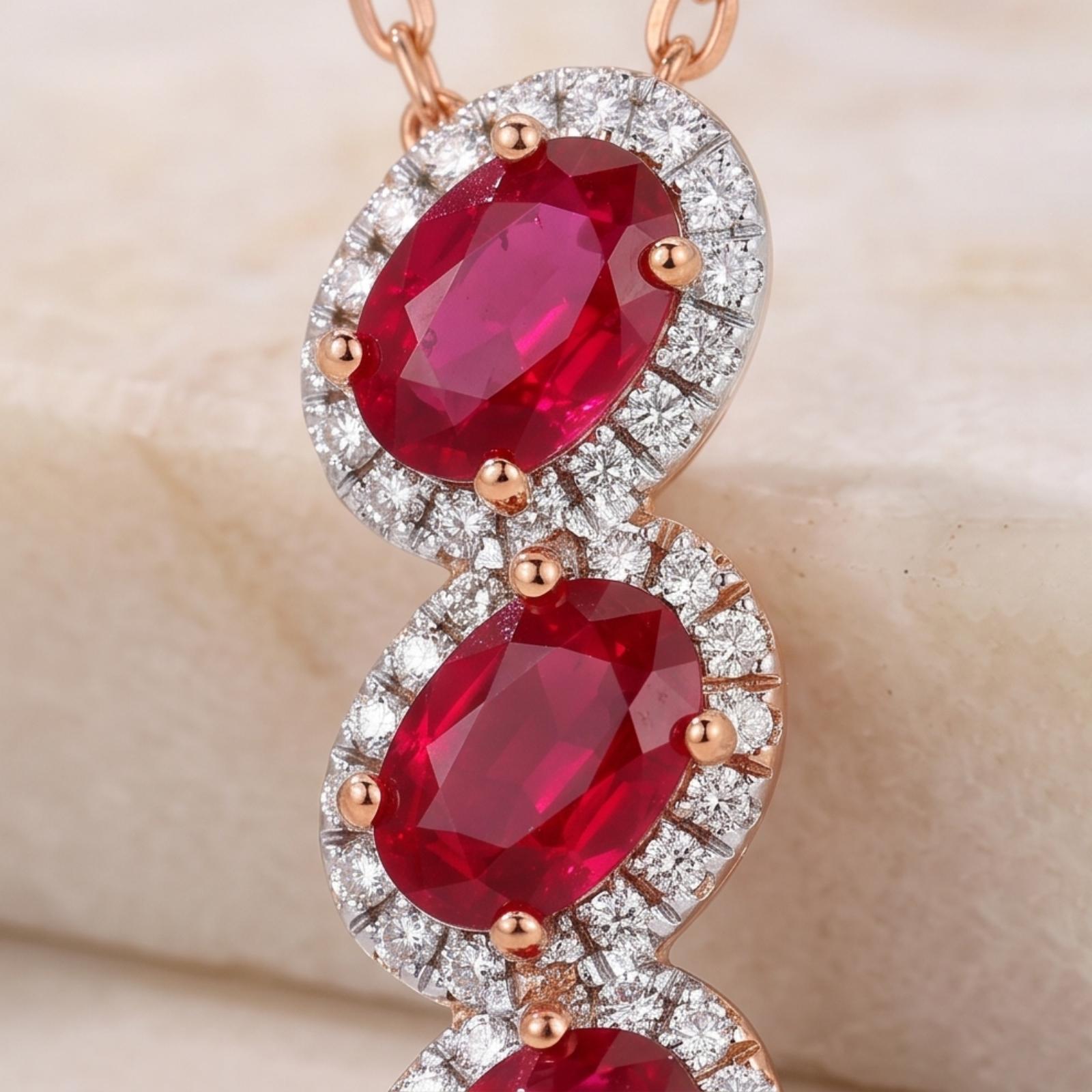 Timeless Ruby & Natural Diamond Necklace in 18K Gold - Image 2