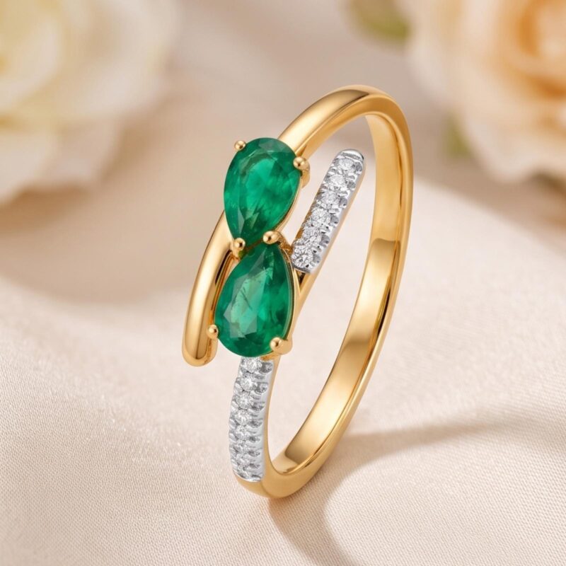 Elegance in Every Facet | Emerald Diamond Ring by Bafleh Jewellery