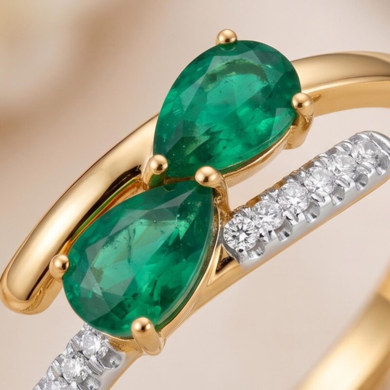 Alternative view of Elegance in Every Facet | Emerald Diamond Ring by Bafleh Jewellery