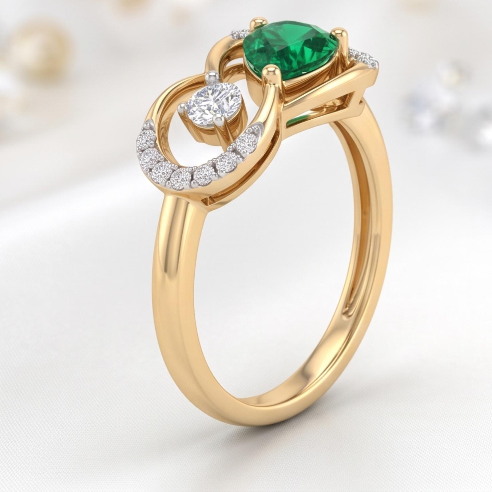 Captivating Green Natural Emerald & Diamond Ring - Image 4