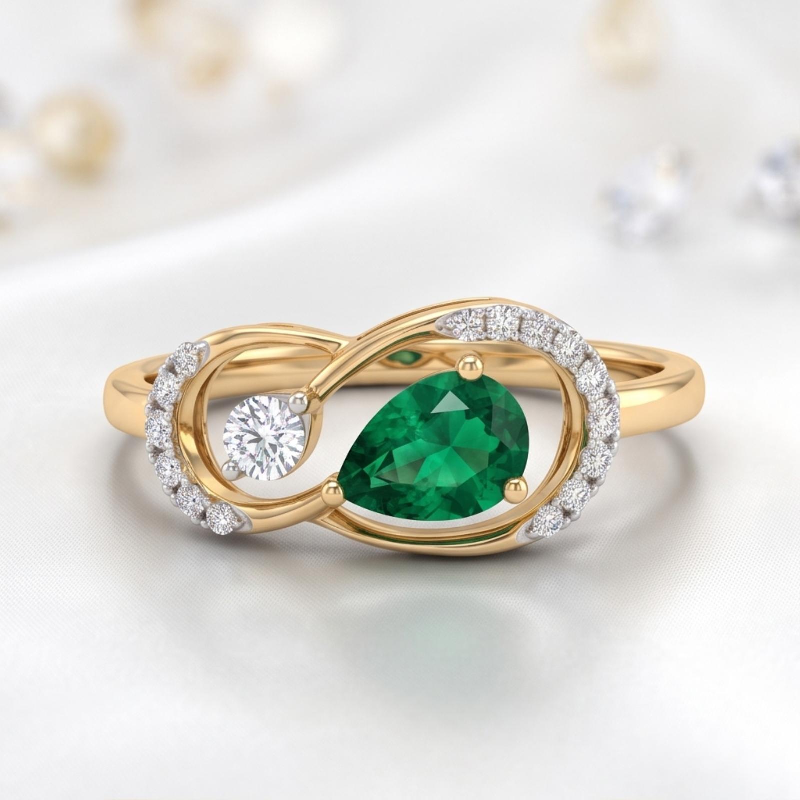 Captivating Green Natural Emerald & Diamond Ring - Image 5