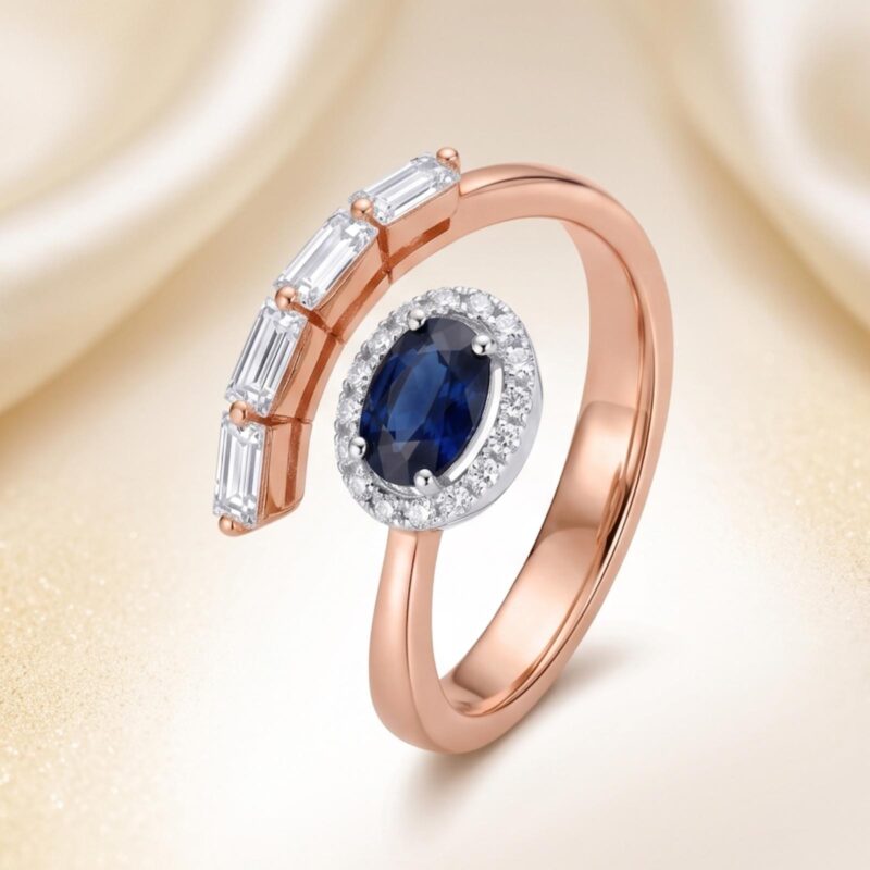 Sapphire Majesty Natural Sapphire & Diamond Ring in 18K Gold