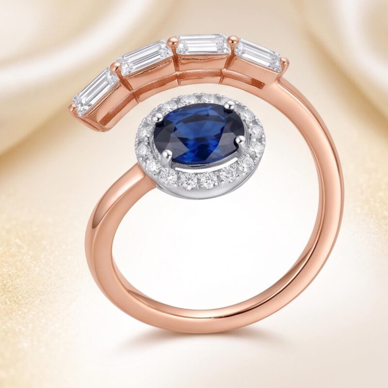 Alternative view of Sapphire Majesty Natural Sapphire & Diamond Ring in 18K Gold