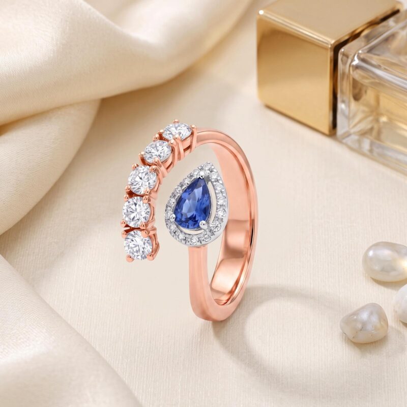 Royal Blue Perfection | 18K White Gold Ring with Sapphire & Natural Diamonds