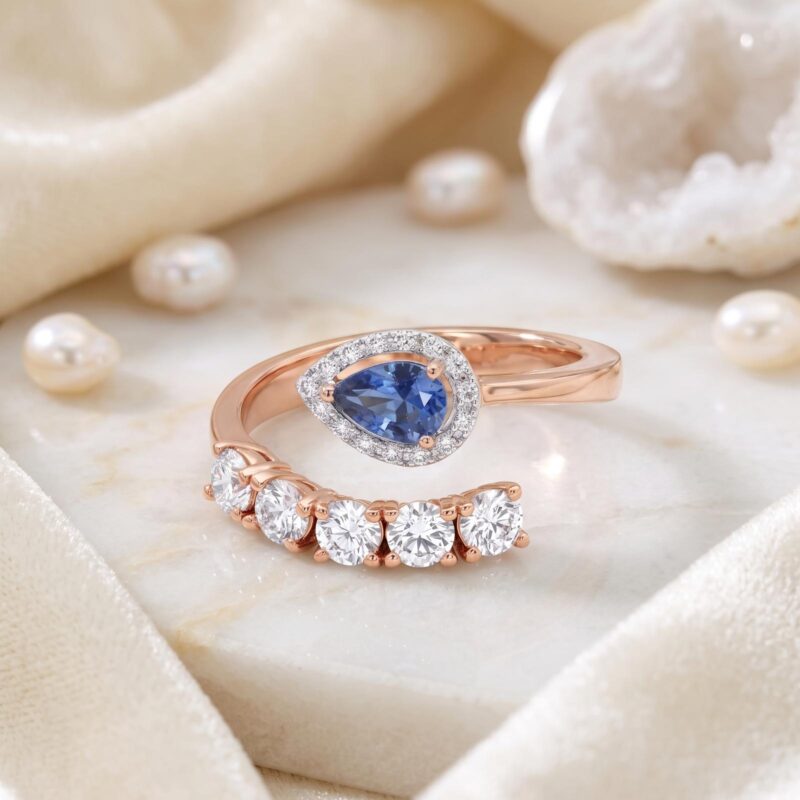 Alternative view of Royal Blue Perfection | 18K White Gold Ring with Sapphire & Natural Diamonds