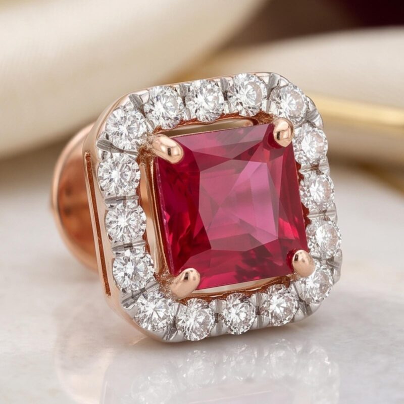 Alternative view of Exquisite Natural Ruby Stone & Diamond Earrings Jewellery Crafted in 18K Gold Premium Luxury Jewellery for Every Special Occasion