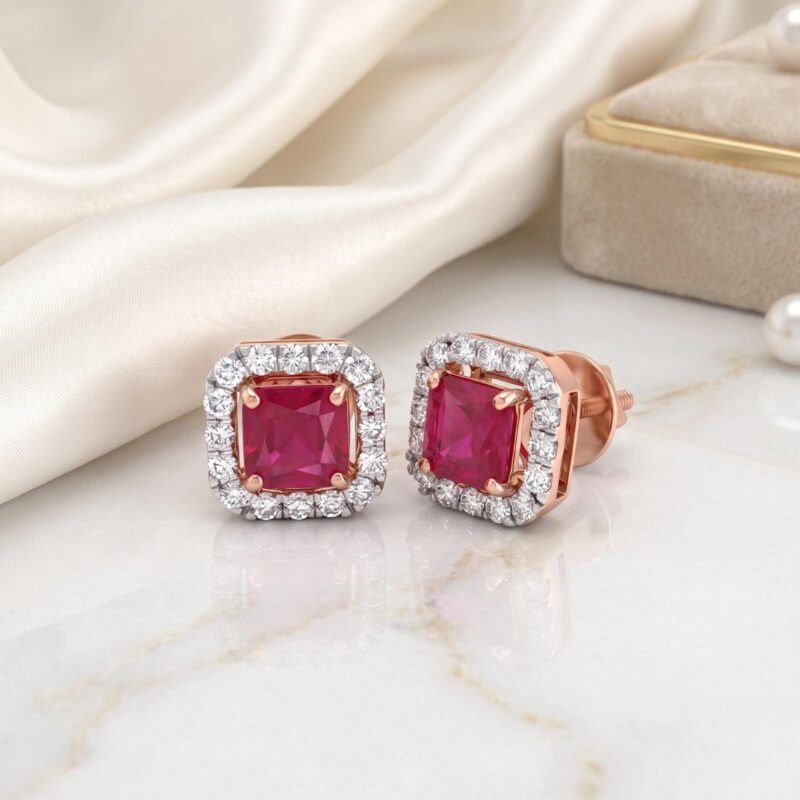 Exquisite Natural Ruby Stone & Diamond Earrings Jewellery Crafted in 18K Gold Premium Luxury Jewellery for Every Special Occasion